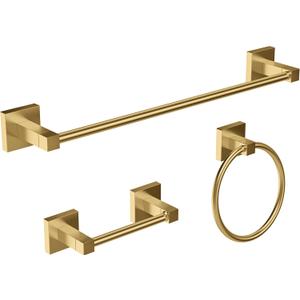 RUACQ 3 Pieces Bathroom Hardware Set, SUS 304 Stainless Steel Toilet Paper Holder, Towel Ring, 18-inch Towel Bar Set, Wall Mounted, Heavy Duty (Brushed Gold)