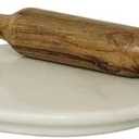 IBLAY Natural Stone Marble Round Cutting, Serving and Cheese Tray Board Marble Chakla and Wooden Belan for Home & Kitchen (10 Inches)