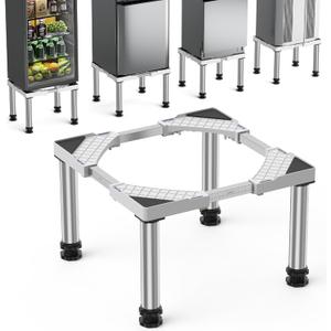 Mini Fridge Stand Height 13"-14.2" Adjustable Refrigerator Washing Machine Stand Base with 4 Strong Feet Anti-Vibration Washer Dryer Stand Laundry Pedestal Universal Appliance Stand Load 660LB-White