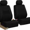 FH Group Car Seat Covers Front Set Black Cloth -Seat Covers for Low Back Car Seats with Removable Headrest, Universal Fit, Automotive Seat Cover, Airbag Compatible Car Seat Cover for SUV, Sedan,Van