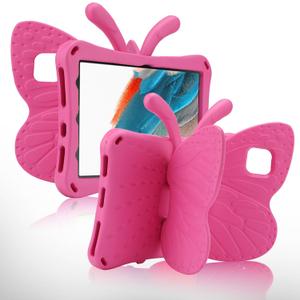 Compatible with Samsung Galaxy Tab A9 Plus Case Kids A9+ 11 inch Butterfly Case with Kickstand Light EVA Full Boby Drop Protective Rugged Shockproof Kid-Proof Kid Pro Tablet Cover for Girl (Rose)