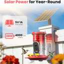 Smart Hummingbird Feeder Camera with AI Identification, 2.5K HD & Color Night Vision, Solar Powered Outdoor, IP66 Weatherproof – Garden Decor & Premium Gift for Mom, Red