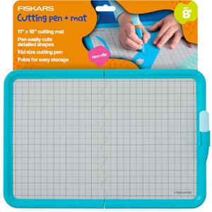 Fiskars Kids Cutting Pen with Foldable Non-Slip Mat  Safe Precision Tool for Crafting and School Projects