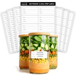 200 Meal Prep Freezer Food Labels - 2.75 x 1.25 Inch Freezer Tape Labels for Food Containers to Write On, Removable Easy Peel Off, Kitchen Pantry Storage Stickers, Oil Water Resistant