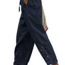 Acelitt Women Casual Lightweight Drawstring Elastic Waist Pants with Pockets, (Blue, L)