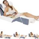 6PCS Orthopedic Wedge Pillow Set for Surgery Recovery & Acid Reflux  30D High-Density Foam Bed Support for Back, Legs, and Knees  Adjustable Modular Body Positioning System with Breathable Covers