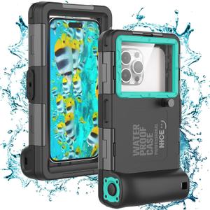 Nisso 2025 Underwater Diving Waterproof Phone Case for iPhone 17/16/15/14/13/12/11 Pro Max/XR/XS/X Galaxy S24/S23/S22/S21 Universal Waterproof Case for Snorkeling Photo Video (Blue)