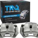 TRQ Front Driver and Passenger Side Brake Caliper Set Caliper Brackets Hardware Compatible with 03-08 Honda Pilot (CLA37510, Replacement)
