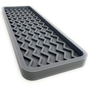 Happitasa Silicone Kitchen Sink Organizer Tray, Sponge Holder and Countertop Protector | Bathroom and Kitchen Soap Dish and Dispenser Tray (Grey, 12" x 4", 9.2 Ounces, Zigzag) (Gray)