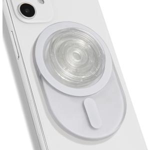 Oval Magnetic Phone Grip  MagSafe Compatible, Translucent Design, Slim and Lightweight, Grip and Stand for iPhone (White)