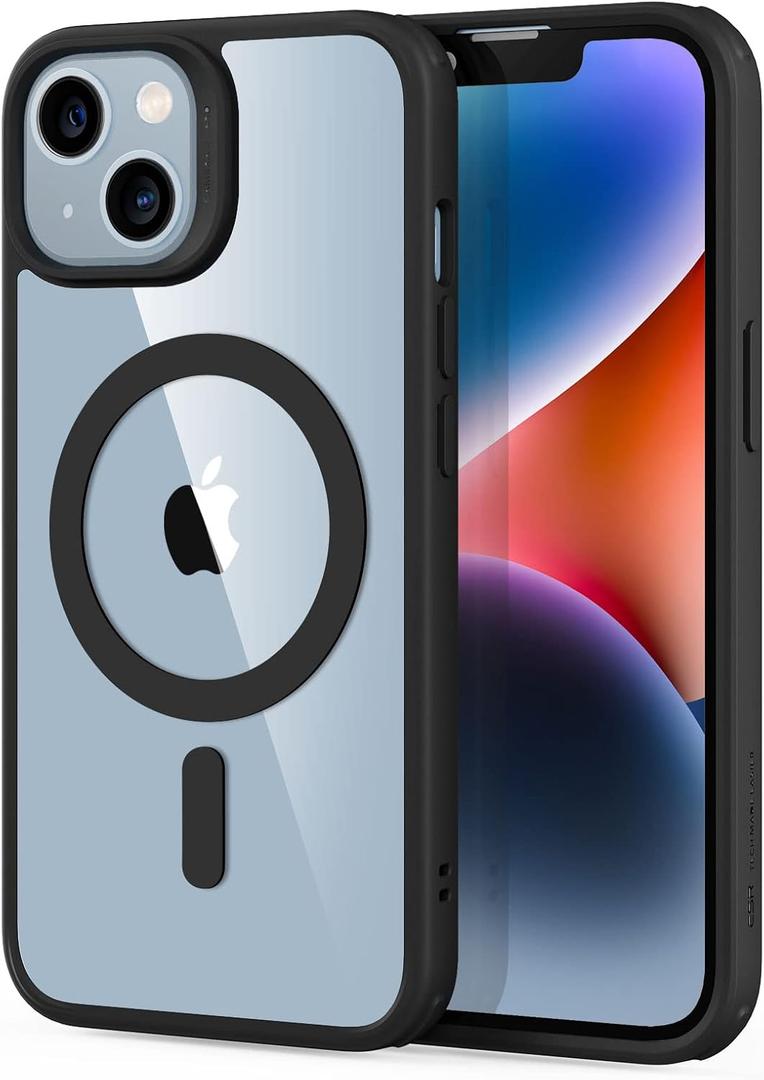 ESR for iPhone 14/iPhone 13 Case, Compatible with MagSafe, Shockproof Military-Grade Protection, Scratch-Resistant Back, Magnetic Phone Case for iPhone 14/iPhone 13, Classic Hybrid Case, Clear Black