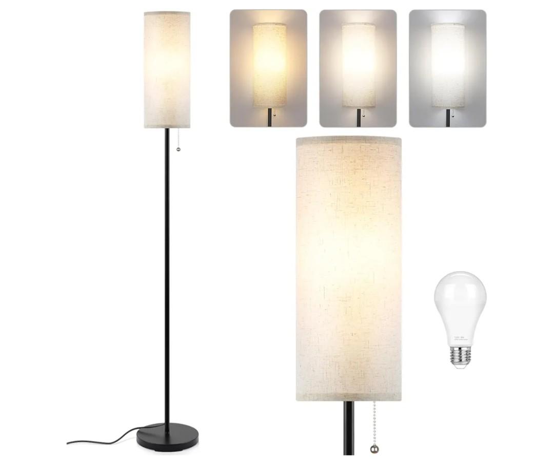 Floor Lamp for Living Room, 3 Color Temperature Modern Standing Lamps, Minimalist Pole Lamp Tall Lamps for Bedroom Living Room Office,Black