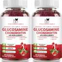 2 Pack Glucosamine Chondroitin Gummies, Glucosamine 1000mg, Chondroitin 750mg with MSM, Turmeric, Quercetin, Vitamin E, Calcium - Joint Health Support Supplement for Men & Women, Raspberry