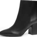 IDIFU Women Dress Ankle Boot with Low Chunky Heel Pointed Toe Side Zipper Bootie Shoe for Women Office Business Date Wedding (8.5, Black Pu)