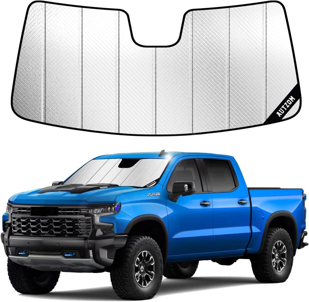 Windshield Sun Shade for Chevrolet Silverado/GMC Sierra 1500, Custom-fit Windshield Cover, Keeps Truck Interior Cool & Protects Dash 2019-2026 Chevrolet Silverado/GMC Sierra 1500 Accessories