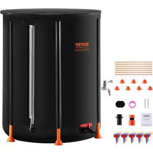 VEVOR Collapsible Rain Barrel, 100 Gallon/380 L Portable Water Tank, PVC Rainwater Collection Barrel with Spigots and Overflow Kit, Water Barrel for Garden Water Catcher