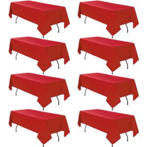 8 Pack Red Tablecloth 60 x 102 Inch Rectangular Valentines Day Table Cloth for 6 Foot Rectangle Tables, Wrinkle Resistant Washable Polyester Fabric Table Covers for Party Banquet Buffet and Camping