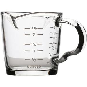 Operitacx Two-Mouth Espresso Measuring Cup 2.36Oz Heat Resistant Glass Coffee Beaker with Clear Scale for Accurate Coffee and Milk Pouring