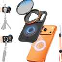 K&F CONCEPT Double-Sided Magnetic Lens Filter Mount Adapter with 58mm CPL Filter, Compatible with iPhone 17 Pro and 58mm Threaded Filters, CPL Filter Compatible with iPhone Camera Lens