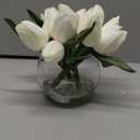 White Artificial Flower Tulips PU Real Touch Tulips for Home Wedding Decoration Brides Hand Holding Bouquet Artificial Flower Decoration (Type-White)