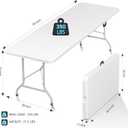 HLPB Folding Table Picnic Table, 8 ft Portable Camping Table with Handle and Safety Locks, Foldable Table Plastic Dining Table Indoor Outdoor for Camping, Picnic and Party, 96 inches x 30 inches x 29 inches