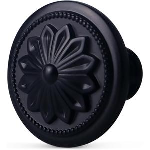 Kitchen Cabinet Knobs, 10 Pack Matte Black Zinc Alloy, 1-2/5'' Round Handles for Cabinets and Drawers Dresser, Included Screws