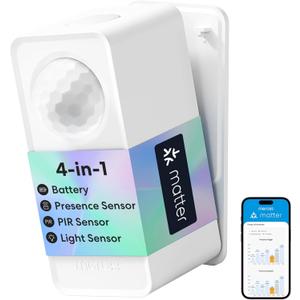meross Matter Presence Sensor MS605, Battery-Powered 4-in-1 Smart Motion Sensor with AI Learning, IP67 PIR & Light & mmWave Radar, Matter Over Thread, Supports Home Assistant, HomeKit, Alexa (1 Pack)