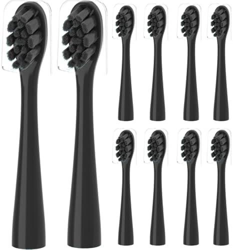 8 Pcs Replacement Toothbrush Heads for Moon Electric Toothbrush Adults with Dust Cover, Black