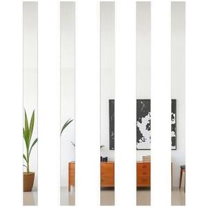 Mirror Acrylic Trim Roll, Peel and Stick Self Adhesive Wall Molding Strips – 5 Rolls x 4 FT (Total 20 FT), 1.6 Inch Wide Flexible Mirror Tape for Wall Paneling (Silver Mirror, 4 FT x 1.6 in)