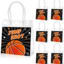 24 Pcs Basketball Clear Goodie Bag with Handles PVC Sport Theme Candy Treat Bags Bulk for Sports Team Gifts Birthday Party Favors, 8 x 8 x 3.15 Inches
