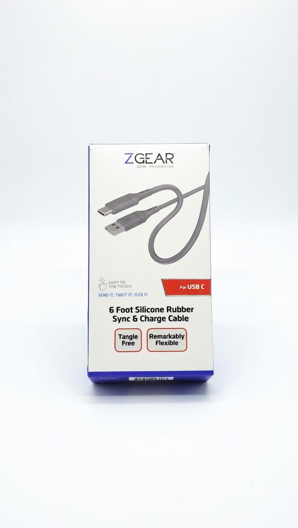 ZGEAR 6 Foot Silicone Rubber Sync & Charge Cable USB-C, Grey