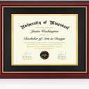 11x14 Diploma Frame with 8.5 x 11 Opening Black Mat, Display 8.5x11 Degree Certificate Document, Wall Mount or Tabletop Display(Cherry Red), 11x14 for 8.5x11