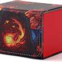 Deck Box for MTG Cards, Trading Commander Deck Case Holds 120+ Sleeved Cards, PU Leather Magnetic Collectible Card Storage Box Fits for TCG Magic Card (Red)