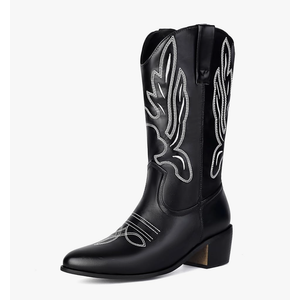 Gicoiz Women Cowboy Pointed Toe Mid Calf Embroidered Boots, 12 Gicoiz Women Cowboy Pointed Toe Mid Calf Embroidered Boots, 12