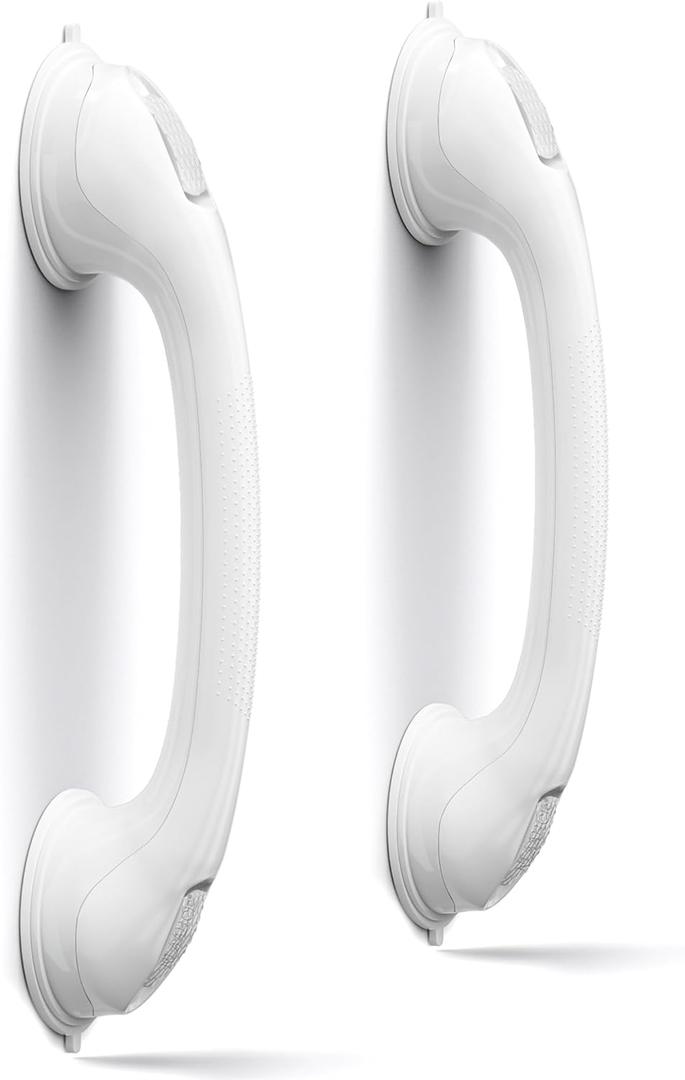 NL'AAHC Grab Bars for Shower Heavy-Duty (2Pack) 16-Inch ADA Compliant Shower Grab Bar for Seniors Shower Handle for Elderly Suction Handicap Safety Handrail for Bathroom Bathtubs Showers Toilet White