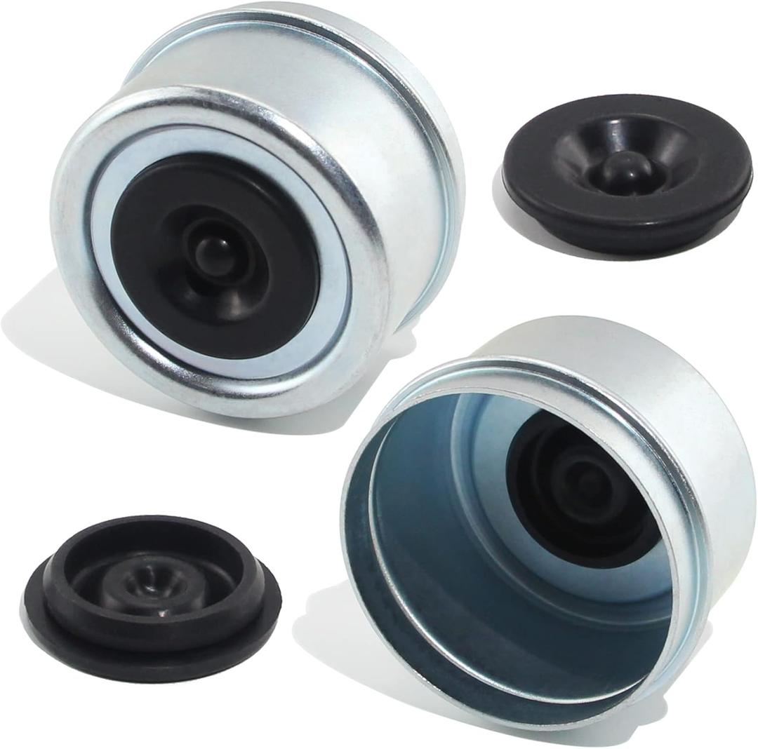 2pcs 2.44'' Trailer Hub Dust Caps, Trailer Spindle Bearing Dust Cap Cup Grease Cover Caps & Extra Rubber Plugs for 5200 to 6000 lbs Boat Trailer Dexter EZ Lube Trailer Camper RV Axle