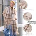 3 x MissShorthair Oversized Chunky Blanket Scarf for Women Winter Warm Colorful Big Scarfs Plaid Thick Scarves Soft Fluffy Shawl (Beige and Brown Plaid)