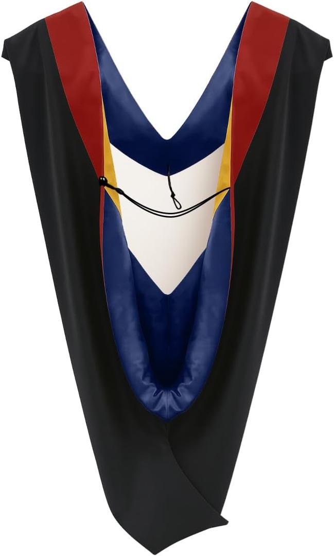 CLERKMANS Unisex Graduation Hood for Bachelors & Masters Degree -University Academic Hood (Scarlet/Darkblue/Gold)
