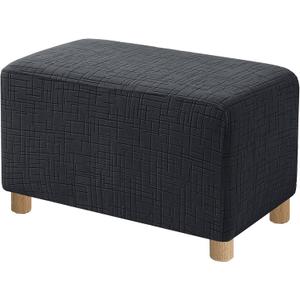 High Stretch Medium Ottoman Cover Square, Ottoman Cover Rectangular for Folding Storage Stool, Thick Ottoman Slipcovers Washable Removable, with Elastic Bottom (Medium, Charcoal Gray)