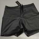 Womens Casual Faux Leather Shorts (Black, L)