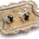 Funly mee Small Antique Trinket Dish Vintage Gold Metal Jewelry Tray, Ring Holder-5.3 x 3.5 x 1.2 inches