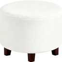 Uxcell Velvet Round Footstool Slipcover, Stretch Foot Stool Protector Covers Plush Furniture Protector Cover with Elastic Bottom for Footstool Living Room Bedroom(X-Large, White)