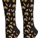 Compression Socks Knee High Circulation Support Socks For Women Men Athletic Running Hiking Travel (One Size, Beer Bottles)