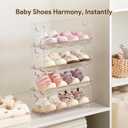 HBlife Clear Acrylic Kids Shoe Rack Baby Toddler Shoe Storage Organizer for Closet Floor Entryway Bedroom, 4 Tier Stackable Small Shoe Rack Shelf Display Stand