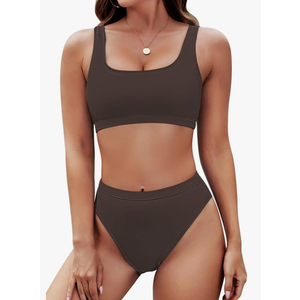 Pink Queen Women's Crop Top High Waisted Cheeky Bikini Set Two Piece Swimsuits Size S