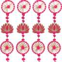 Smizzy Door Decoration | Ring Wall Hangings with Lotus for Haldi Mehandi Temple | Pooja Room Decorative Items for Home | Back Dropper Indian Diwali Decor Gift Itme(Pack of 4, Pink, 32x5 Inch Each)