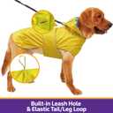 Kimee Dog Raincoat Reversible, Single Side Slicker Poncho Adjustable Waterproof Dog Rain Jacket with Leash Hole/Reflective Stripe Hooded Snowproof Windproof Clothes for Dogs, 2XL