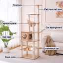 76-Inch Multi-Pure Wood-Level Cat Tree Tower with Condo, 16 Soft Plush Scratching Post,2 Space Capsule, with Cat Hammock,5-Story Perching Platform,Cat Tree for Large Cats.1115
