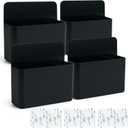 4-in-1 Magnetic Marker Holder - Dry Erase Marker, Pen Holder, Wall Mount, Self-Adhesive for Whiteboard, Fridge, Home Office, School (Black)