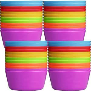 Foaincore 24 Pcs Kids Plastic Bowls 10 oz Cereal Snack Microwave Dishwasher Safe Toddler Bowls Kids Colorful Snack Children Salad Dessert Soup Supplies (6 Color)